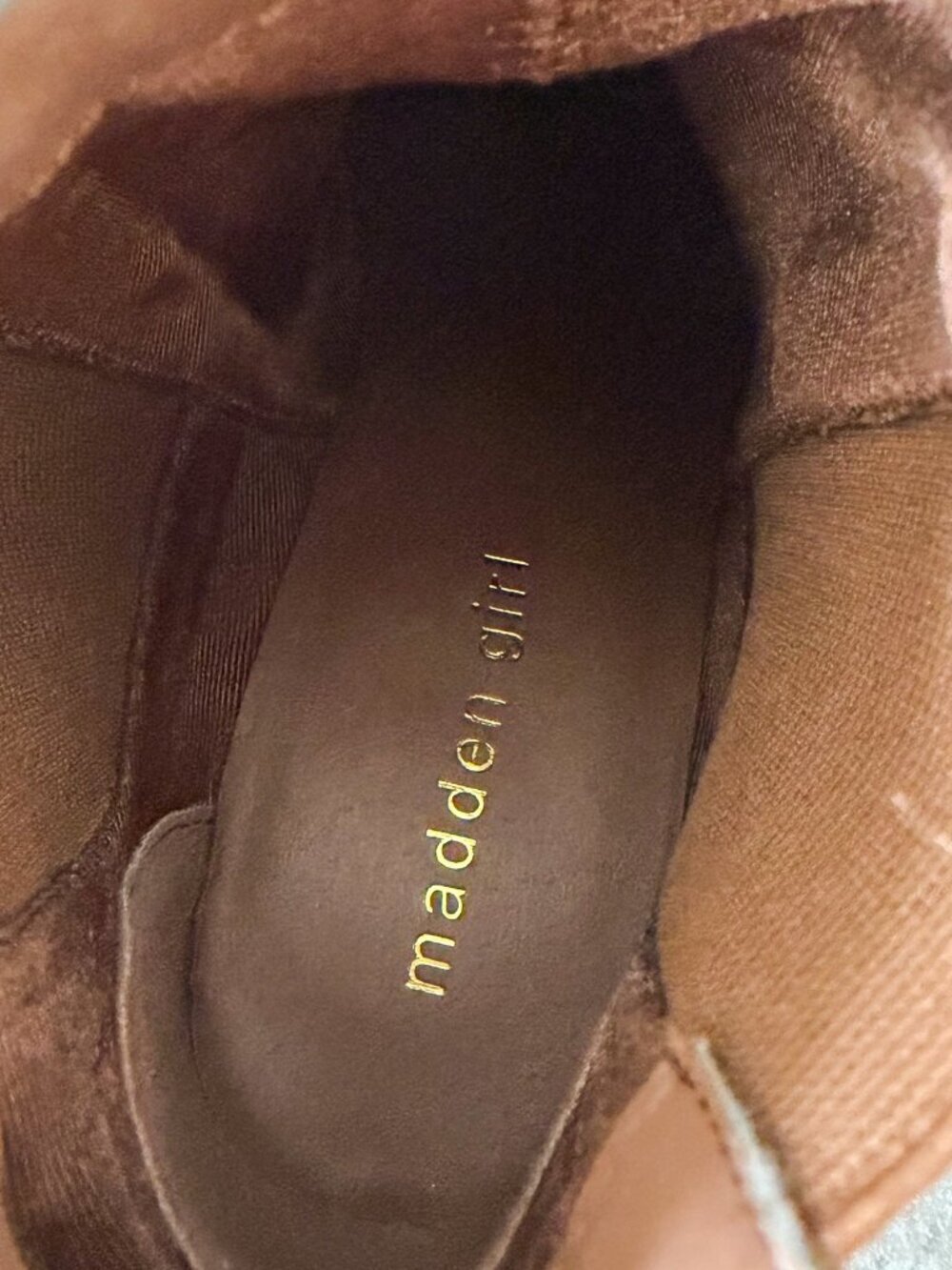 Madden Girl Brown Ankle Booties Block Heel Chelsea Boots Women’s 8.5 - Picture 7 of 8